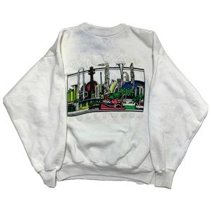 Hollywood The City Of Music Vintage 80’s USA White Distressed Crew Sweater